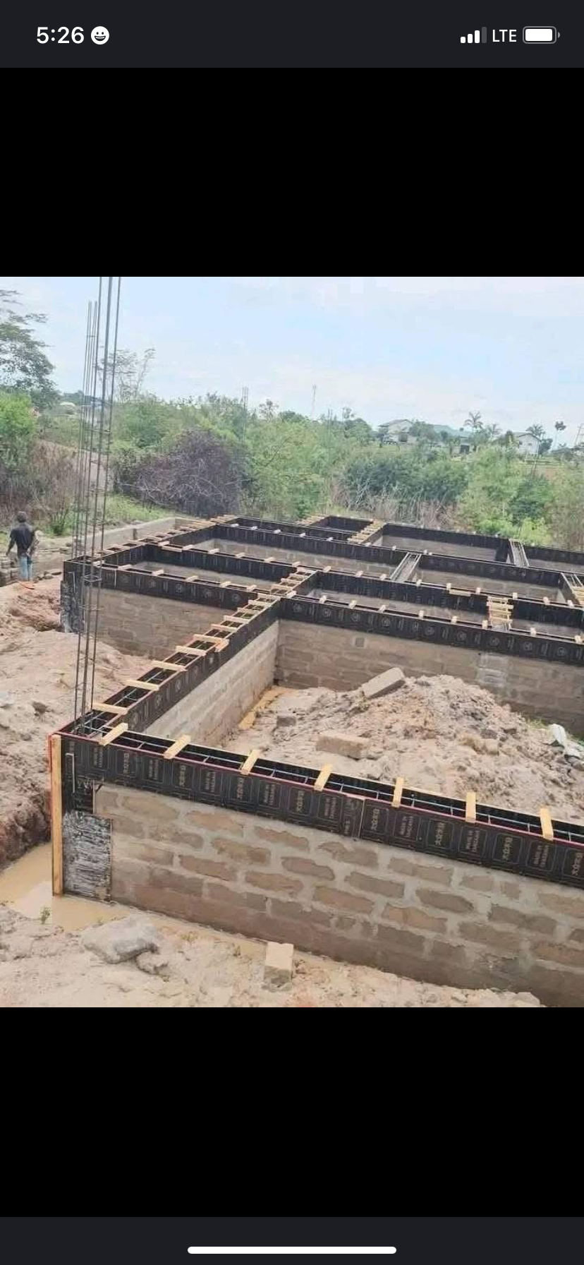 Foundation formwork on active construction project