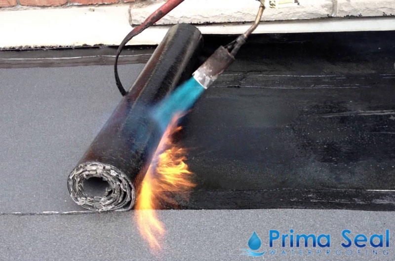 Torch-applied bituminous membrane waterproofing